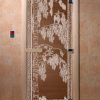 Дверь Березка (бронза матовое) 190х70, 8 мм, 3 петли, коробка ольха. Банный Эксперт  