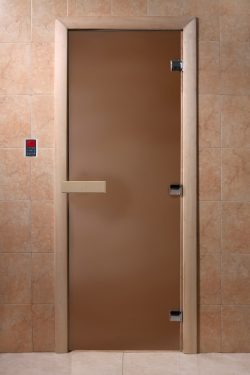Дверь Банная ночь (бронза матовая) 190х70, 8 мм, 3 петли, коробка осина, Банный Эксперт  
