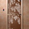 Дверь Березка (бронза матовое) 190х70, 8 мм, 3 петли, коробка ольха. Банный Эксперт  