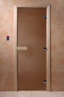 Дверь Банная ночь (бронза матовая) 180х70, 8 мм, 3 петли, коробка осина, Банный Эксперт  