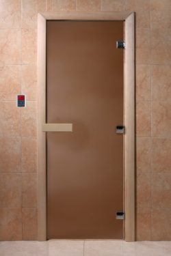 Дверь Банная ночь (бронза матовое) 190х70, 8 мм, 3 петли, коробка хвоя, Банный Эксперт  